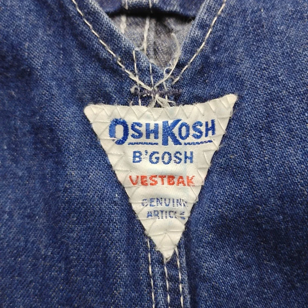 Vintage OshKosh Bgosh Vestbak Denim Overalls Kids Size 6 Made in USA Blue Bibs